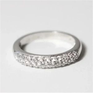 Swarovski Crystal Sterling Silver Half Eternity Band Ring